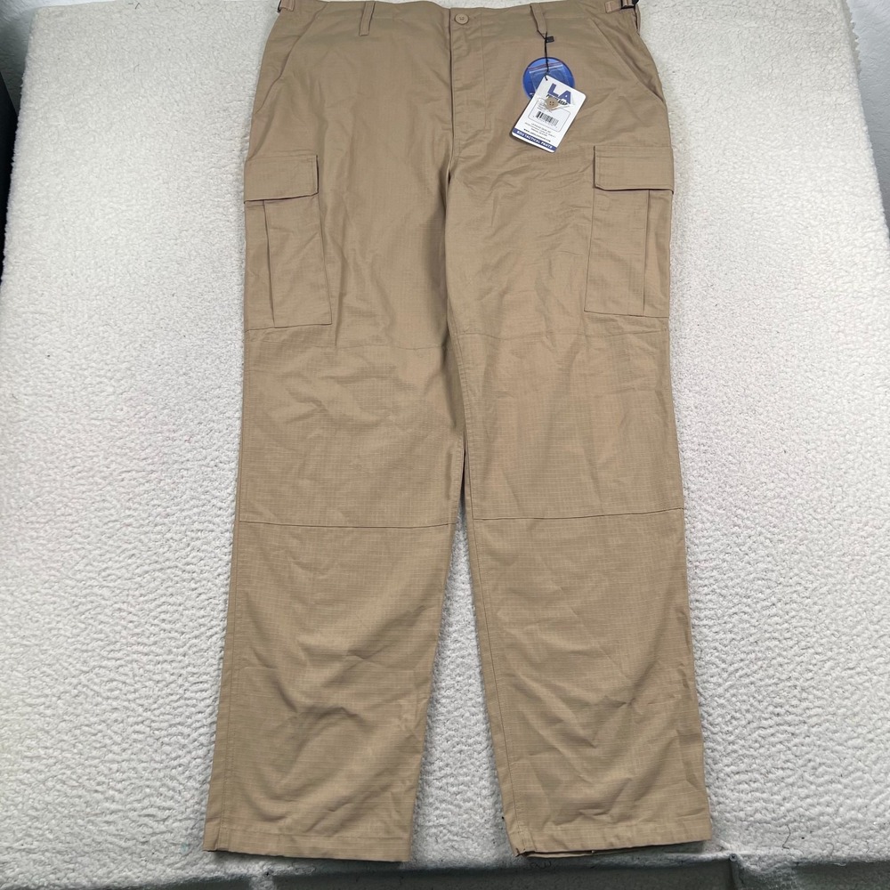NWT LA Police Gear BDU Pants Mens XL/L Cargo‎ Adjustable Waist Khaki 40x34